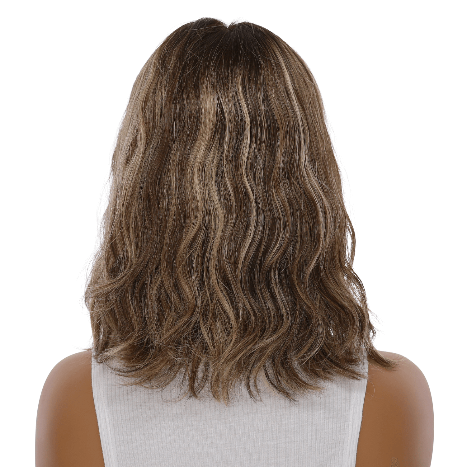 16" Divine Lace Top Topper Medium Brown w/ Highlights Wavy