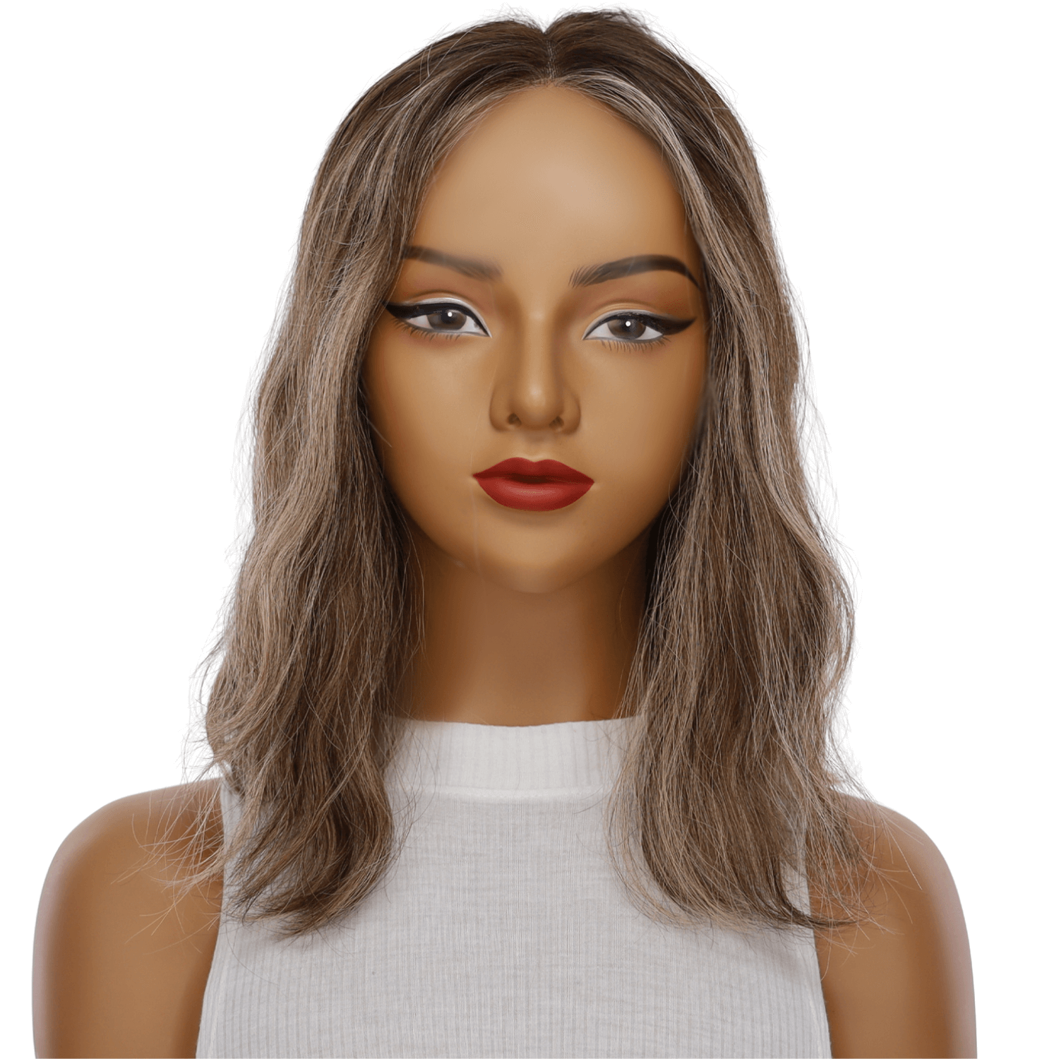 16" Divine Lace Top Topper Medium Brown w/ Highlights Wavy