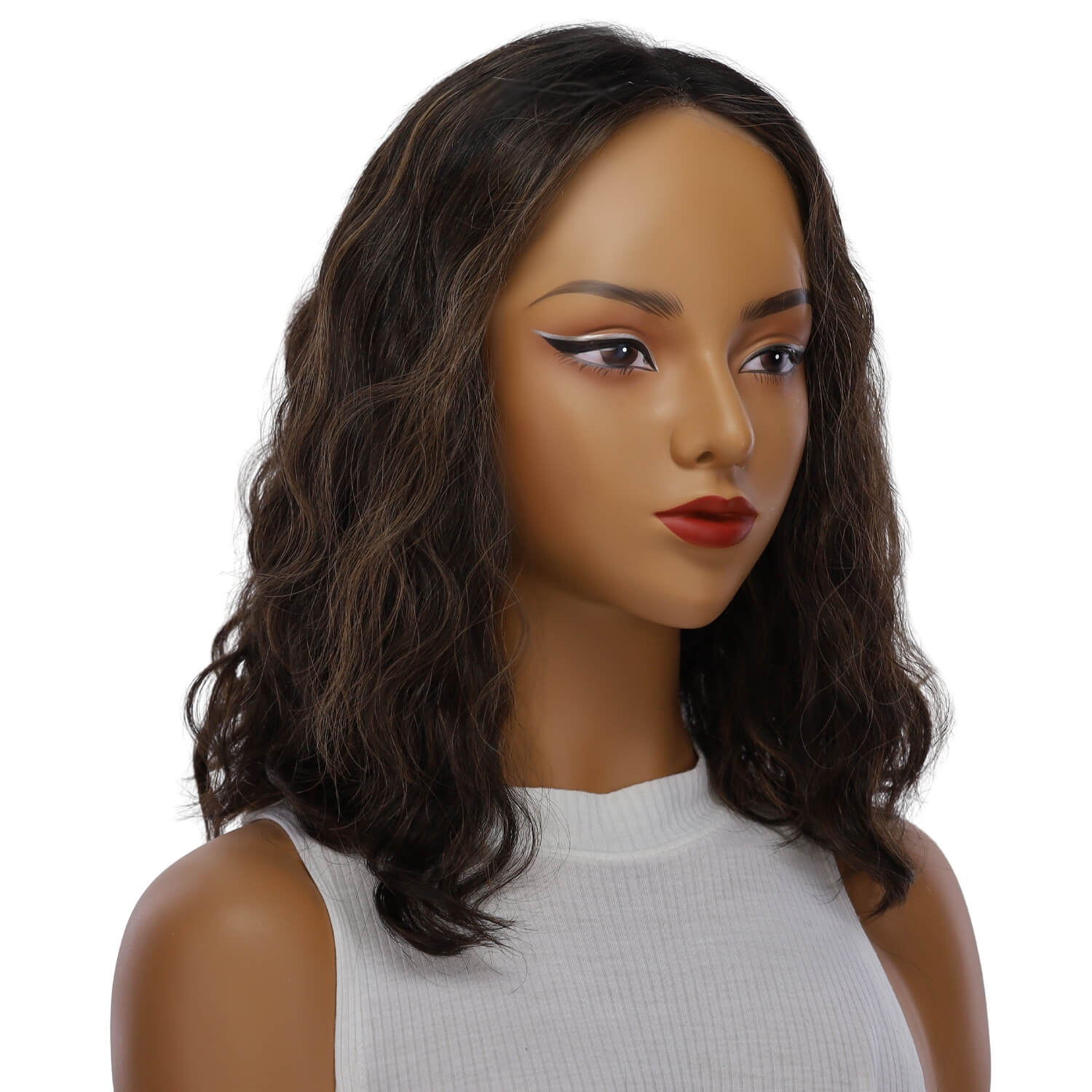 16" Divine Lace Top Wig Soft Black w/ Highlights Wavy