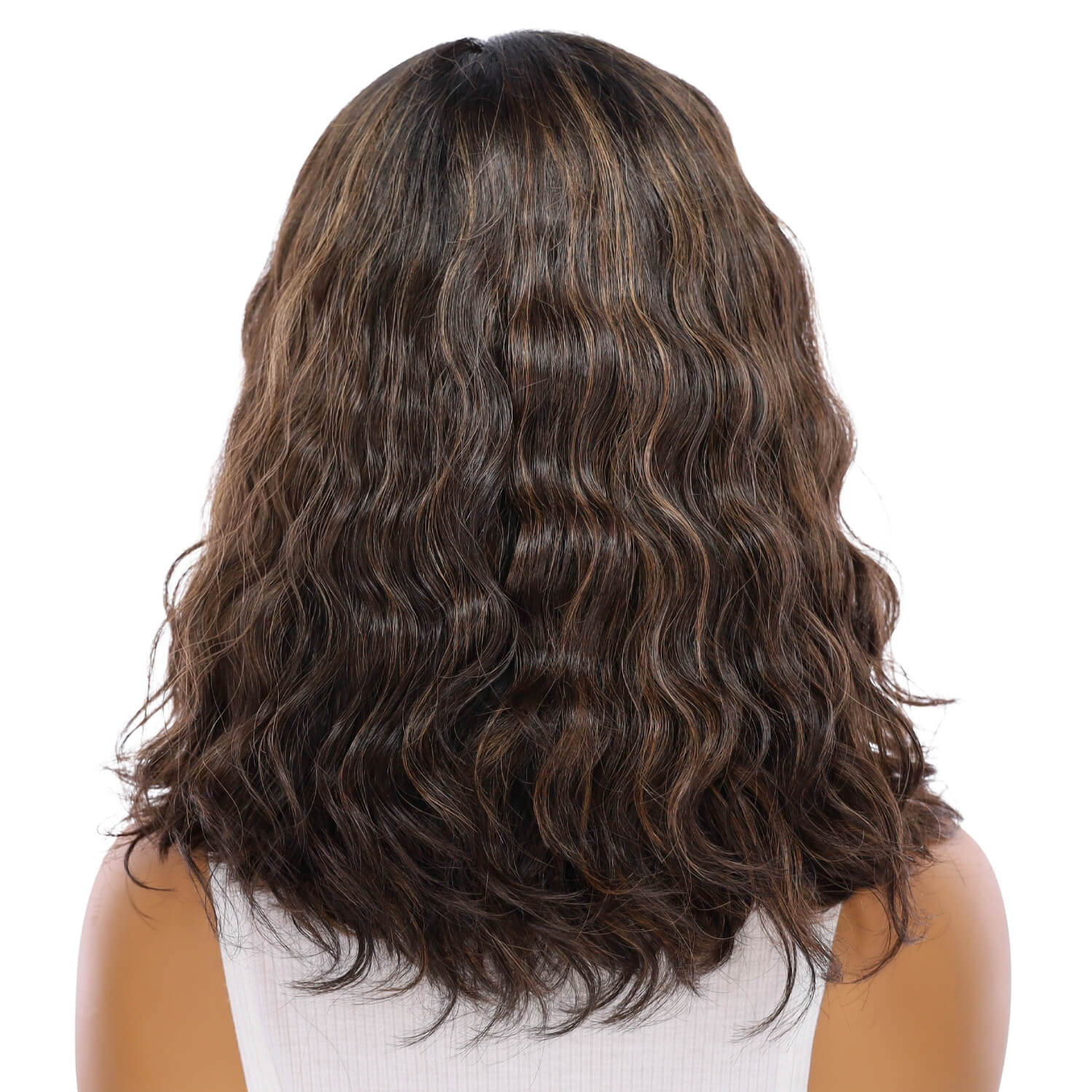 16" Divine Lace Top Wig Soft Black w/ Highlights Wavy