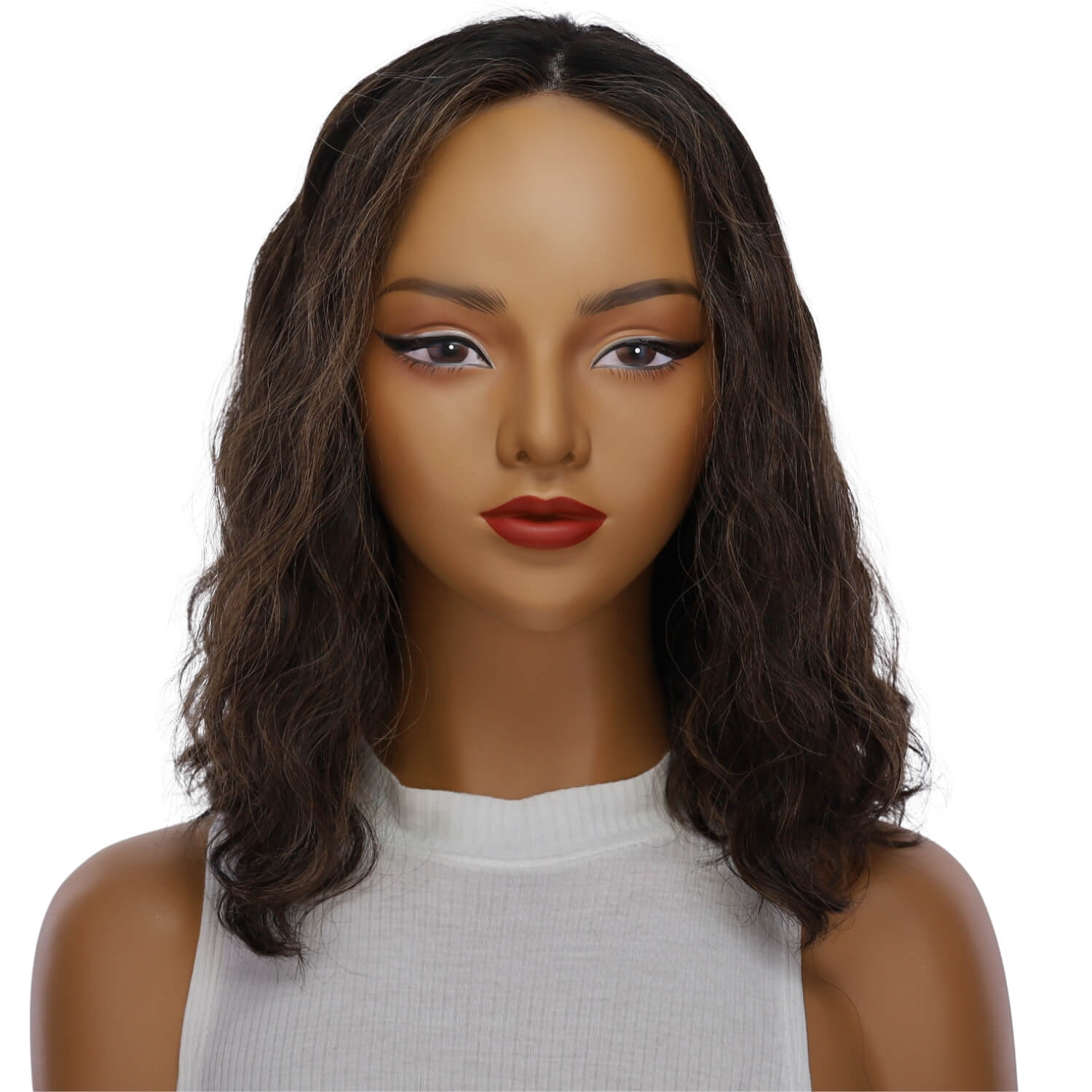 16" Divine Lace Top Wig Soft Black w/ Highlights Wavy