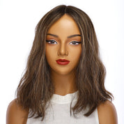 16" Divine Lace Top Wig Dark Brown w/ Highlights Wavy