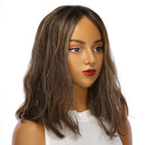 16" Divine Lace Top Wig Dark Brown w/ Highlights Wavy