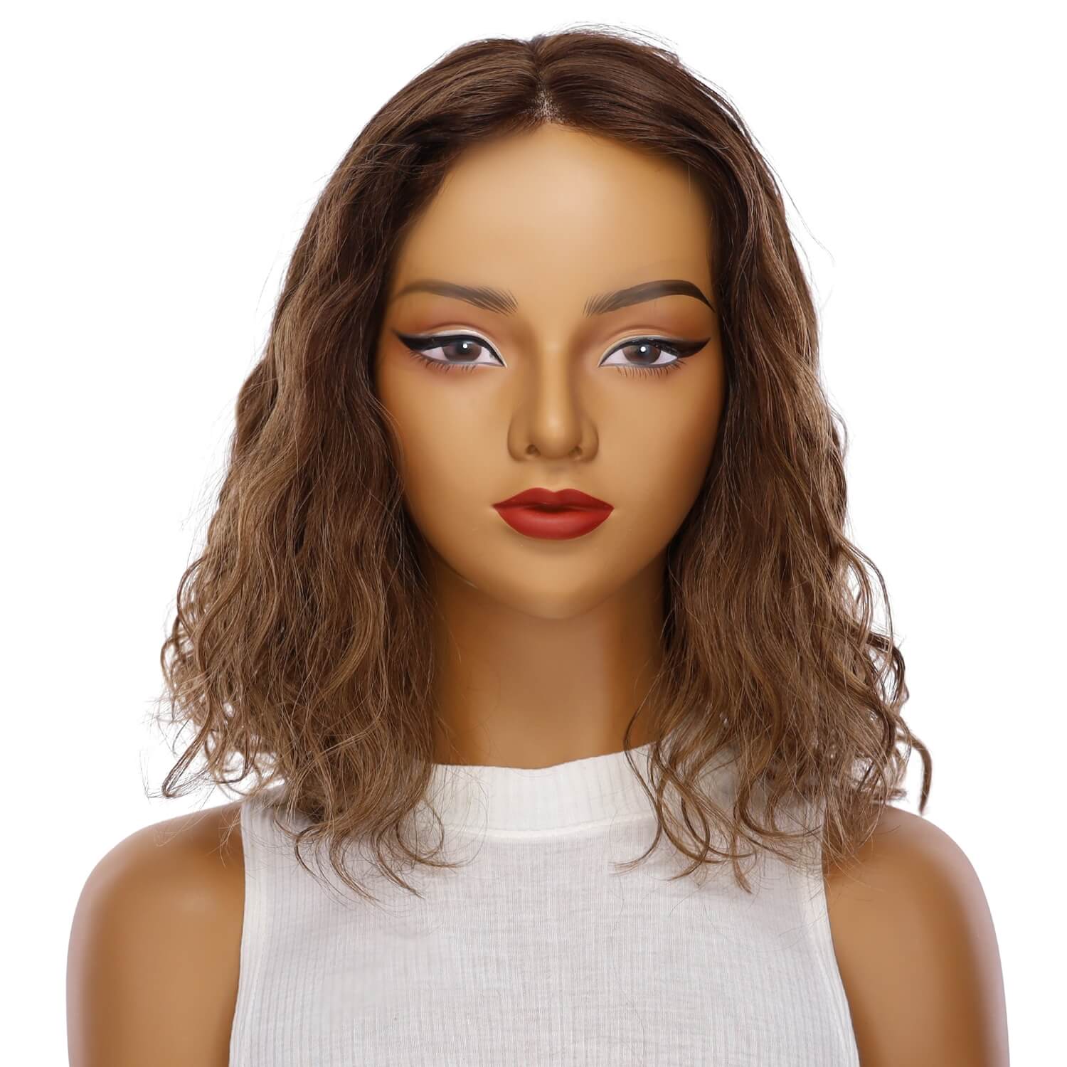 16" Divine Lace Top Wig Medium Brown Balayage Wavy
