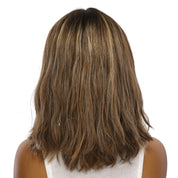16" Divine Lace Top Wig Medium Brown w/ Highlights Wavy