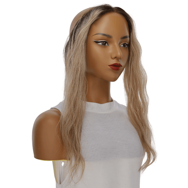 16" Hairline Topper #Ashy Blonde w/ Highlights Wavy