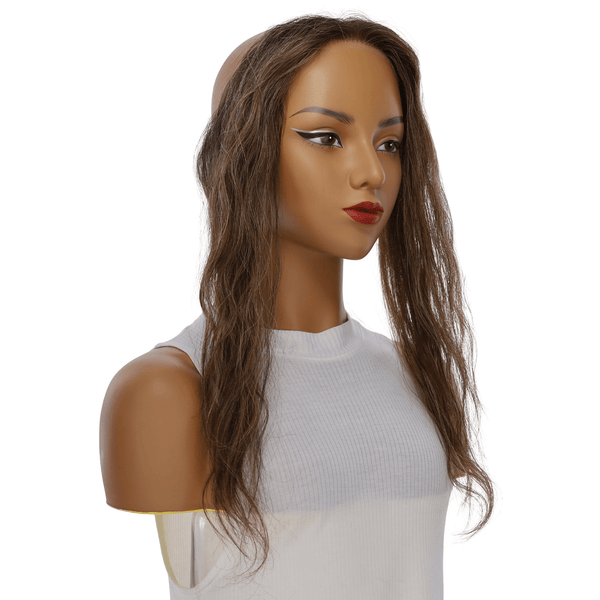 16" Hairline Topper #Dark Brown w/ Highlights Wavy
