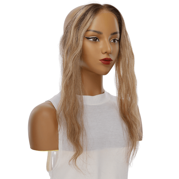 16" Hairline Topper #Medium Blonde w/ Highlights Wavy