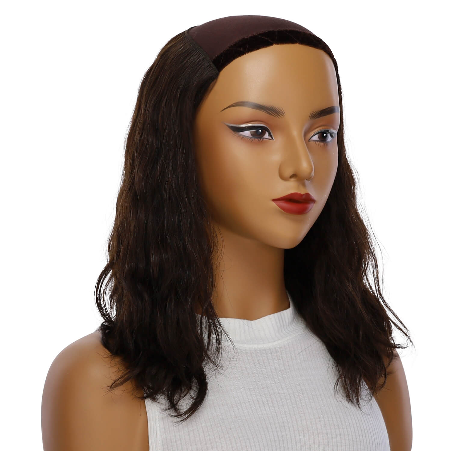 16" HatFall Wig Dark Brown Wavy