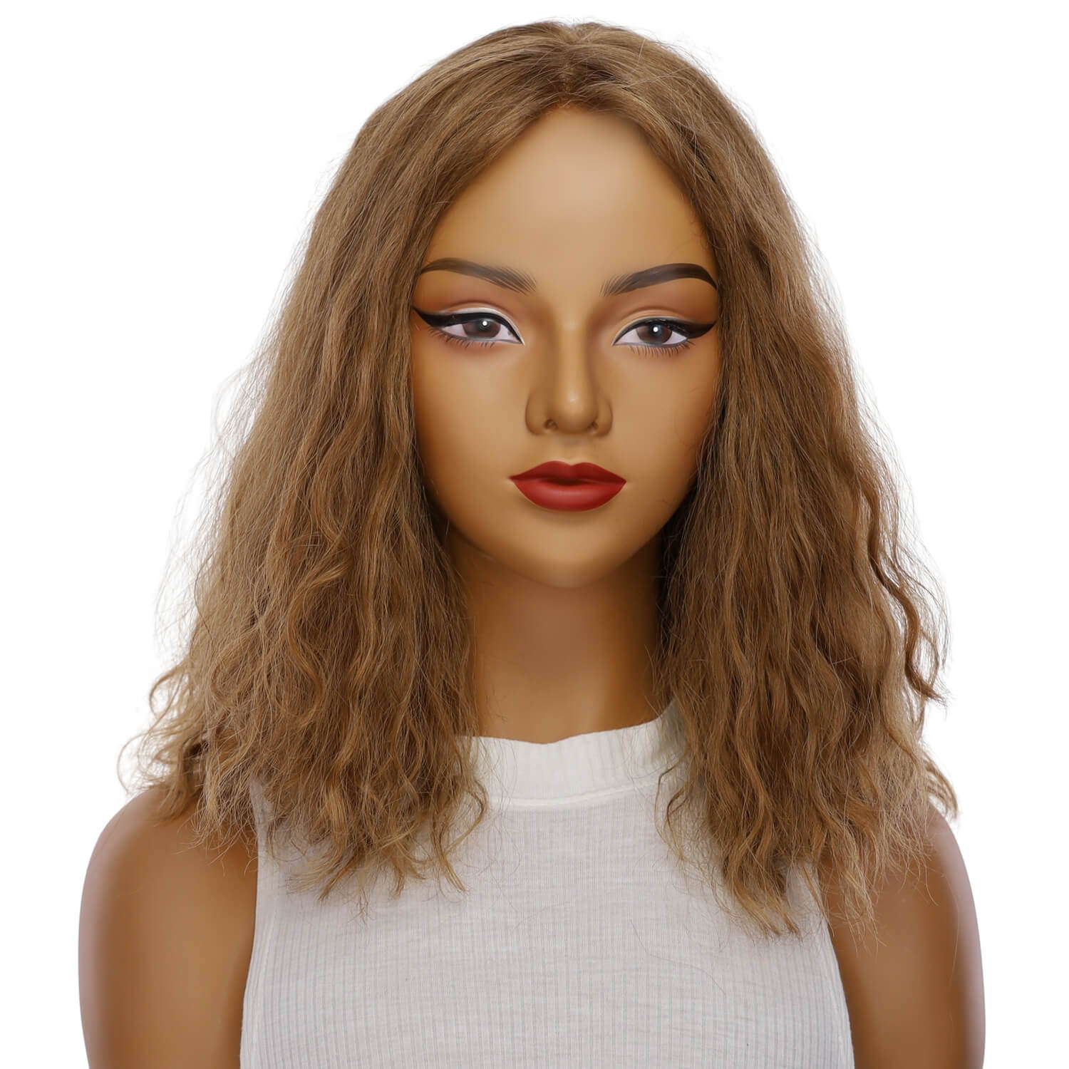 16" Luxe Silk Top Wig #12 Warm Light Brown Wavy