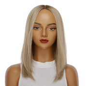 16" Ponytail Silk Part Wig Ash Blonde