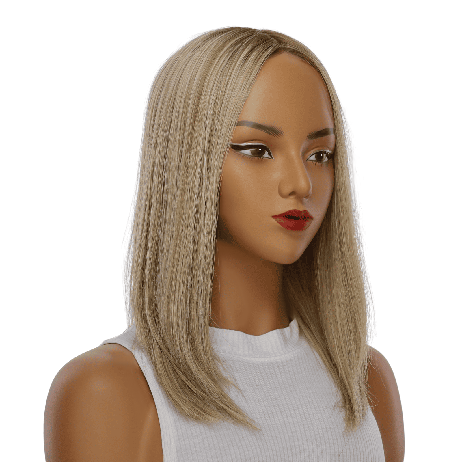 16" Ponytail Silk Part Wig Ash Blonde