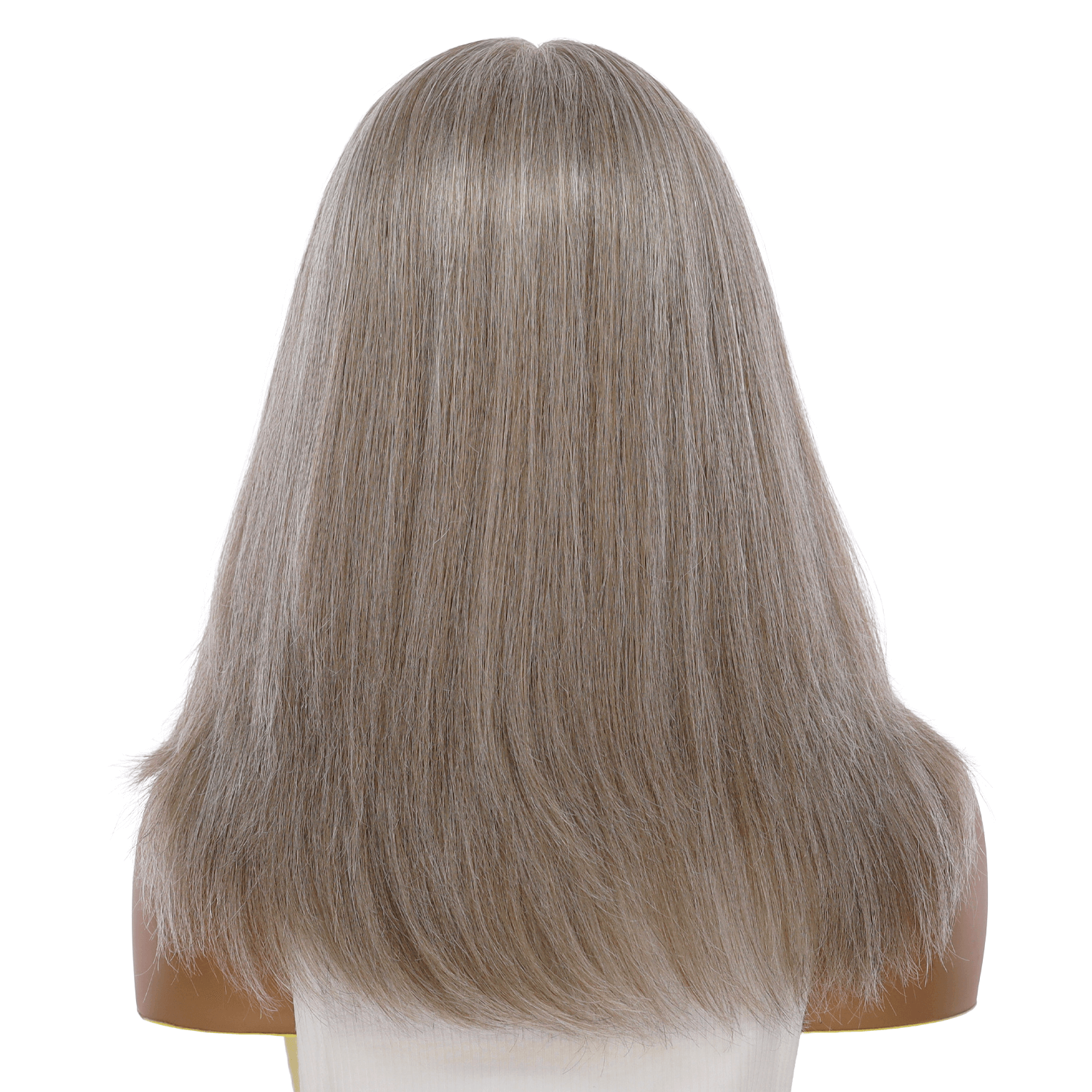 16" Ponytail Silk Part Wig Champagne Grey