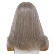 16" Ponytail Silk Part Wig Champagne Grey