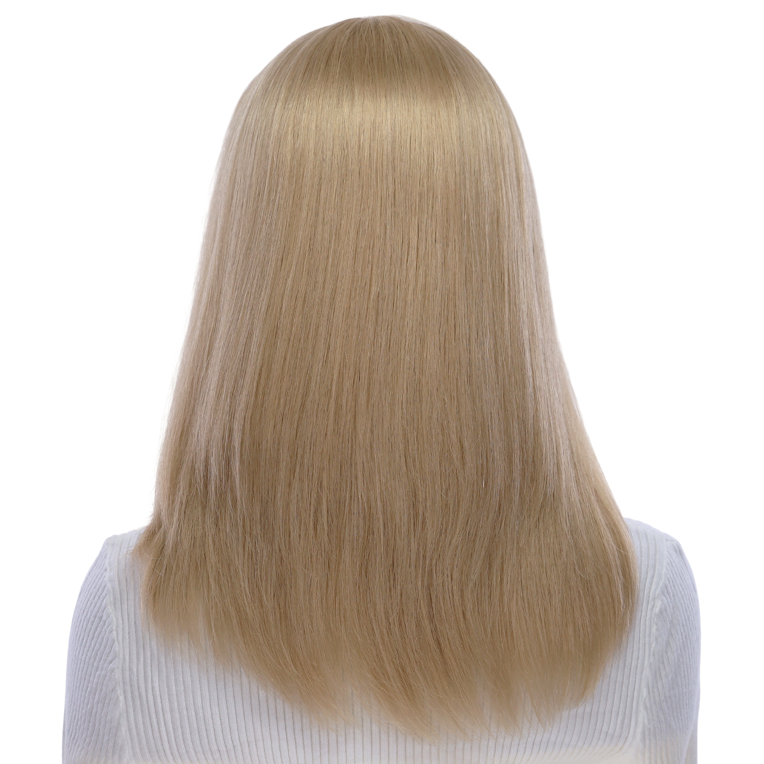 16" Ponytail Silk Part Wig Beige Blonde w/ No Rooting