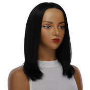 16" Ponytail Silk Part Wig Jet Black