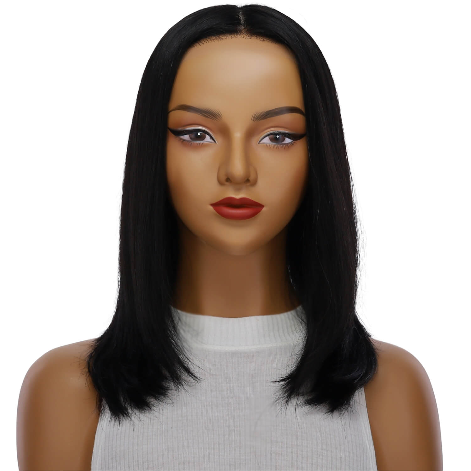 16" Ponytail Silk Part Wig Jet Black
