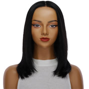 16" Ponytail Silk Part Wig Jet Black