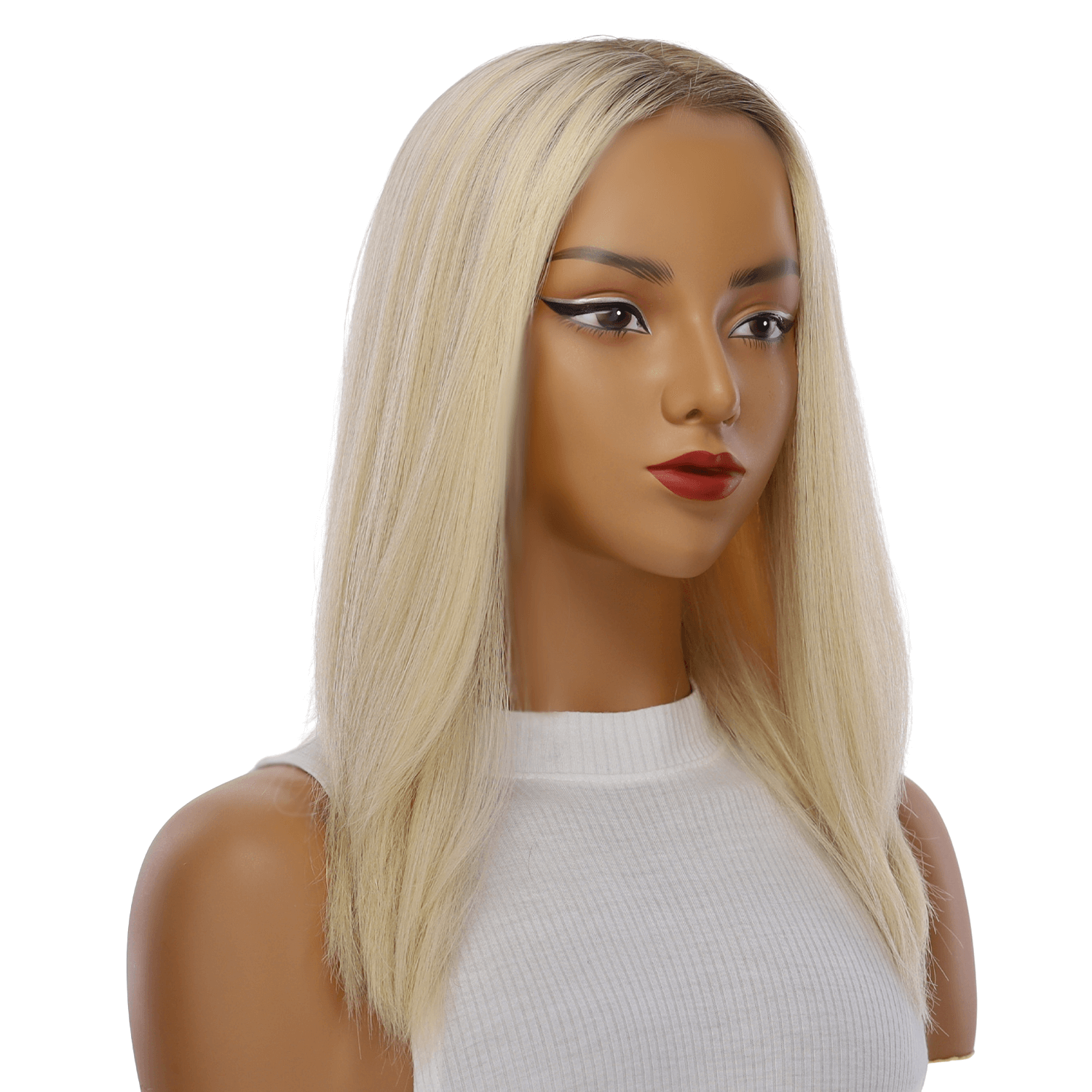 16" Ponytail Silk Part Wig Platinum Blonde 2.0