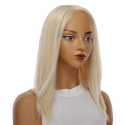 16" Ponytail Silk Part Wig Platinum Blonde No Rooting 2.0