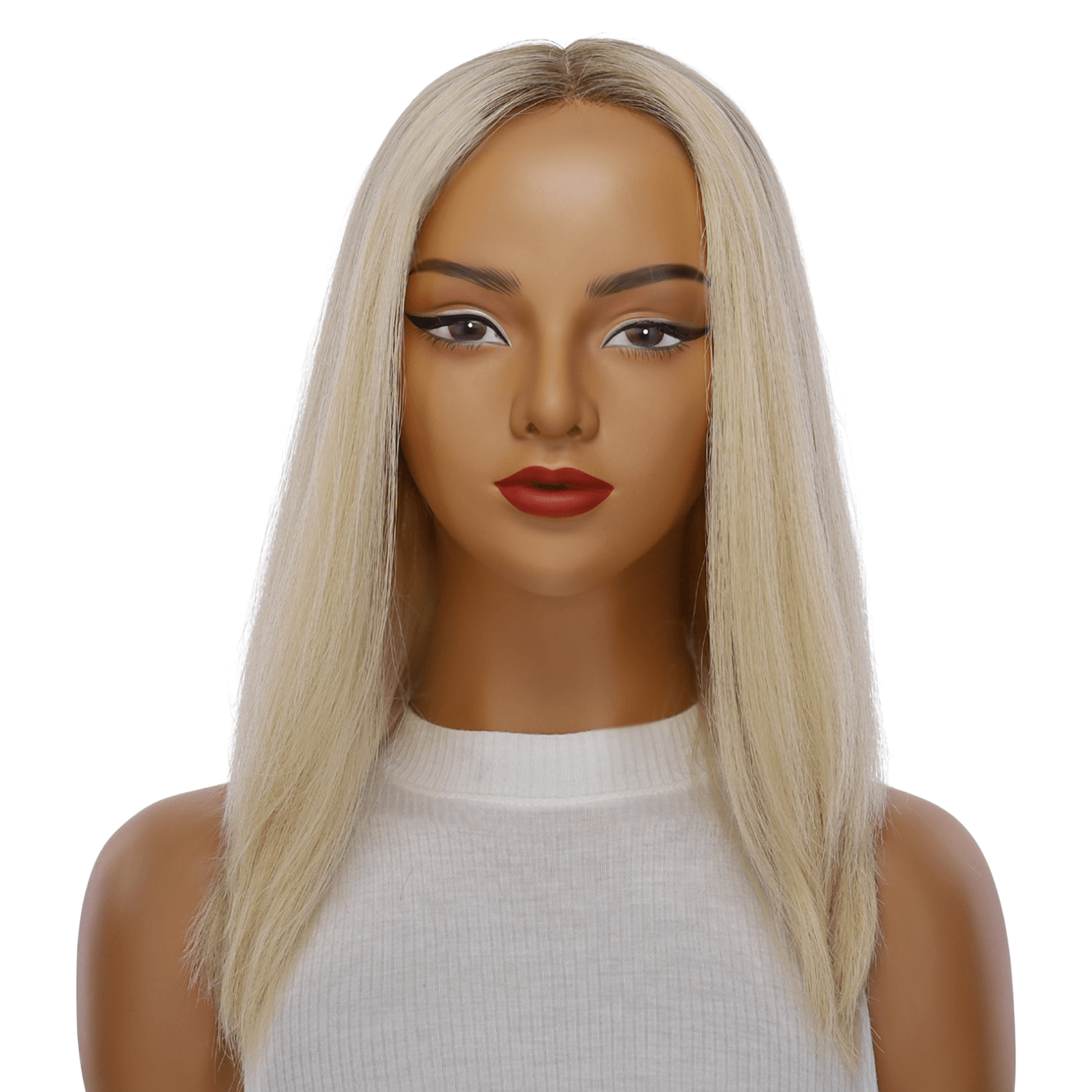 16" Ponytail Silk Part Wig Platinum Blonde 2.0