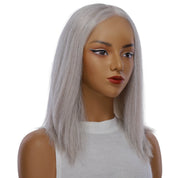 16" Ponytail Silk Part Wig Snow Grey