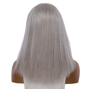 16" Ponytail Silk Part Wig Snow Grey