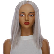 16" Ponytail Silk Part Wig Snow Grey