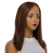 16" Ponytail Silk Part Wig Auburn