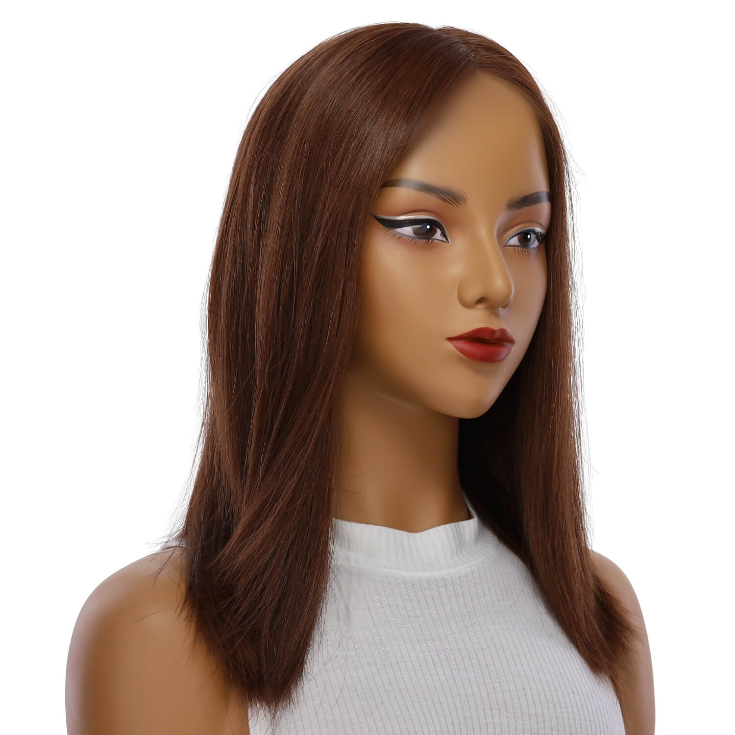 16" Ponytail Silk Part Wig Auburn