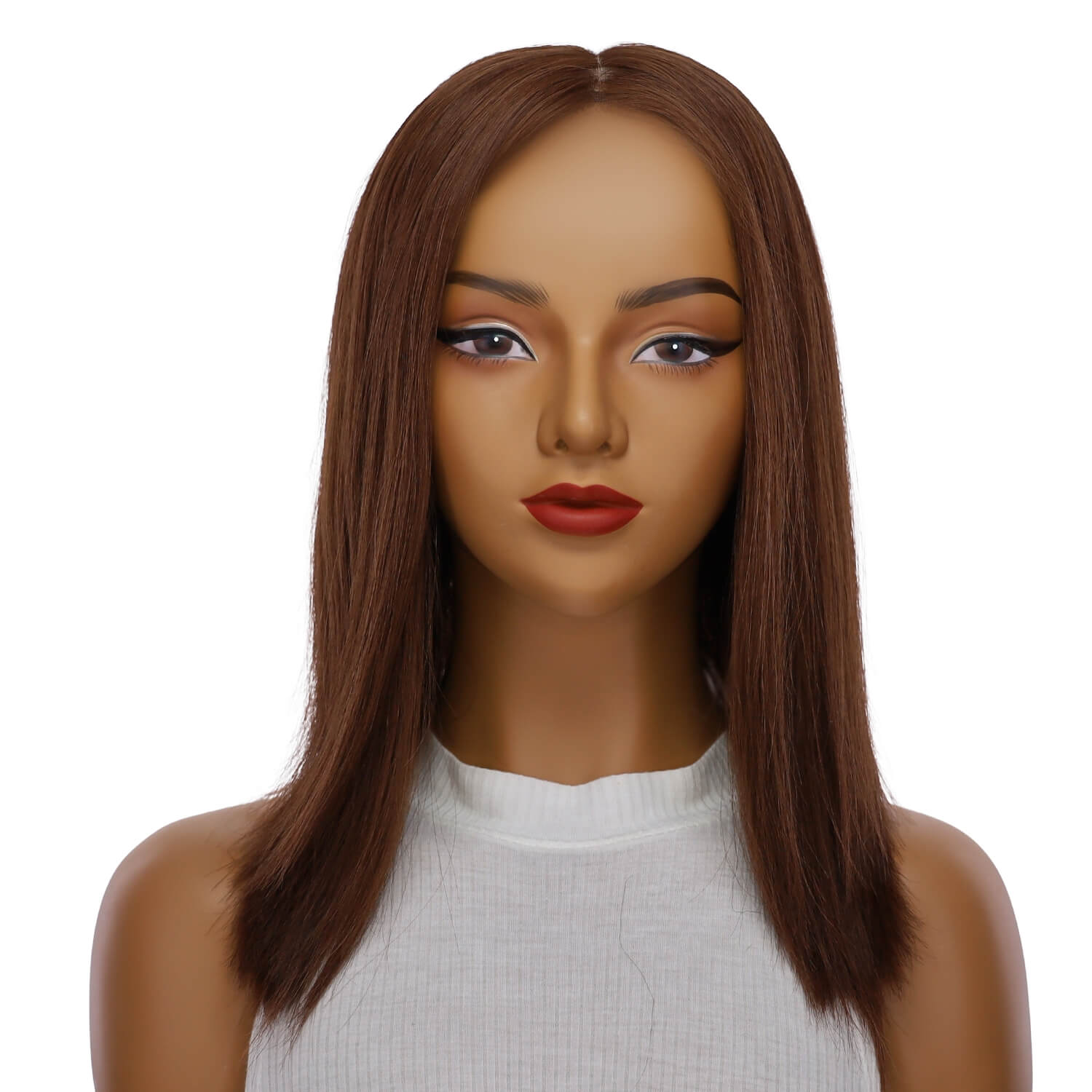 16" Ponytail Silk Part Wig Auburn