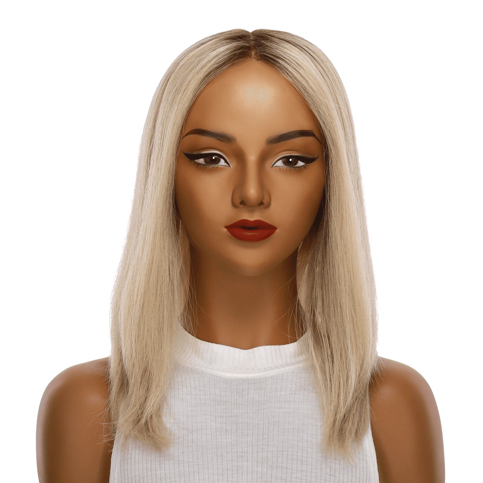 16" Ponytail Silk Part Wig Beige Blonde