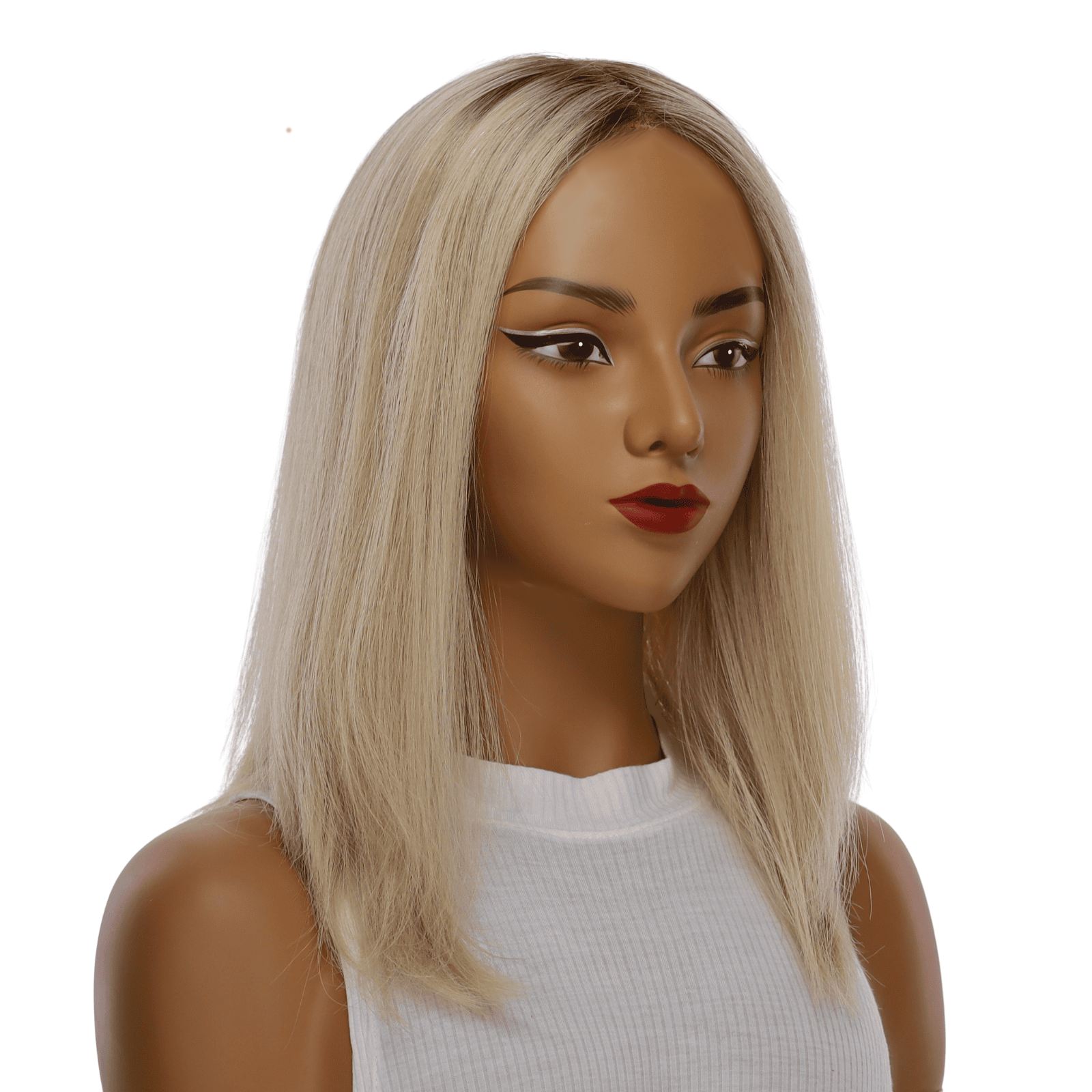 16" Ponytail Silk Part Wig Beige Blonde