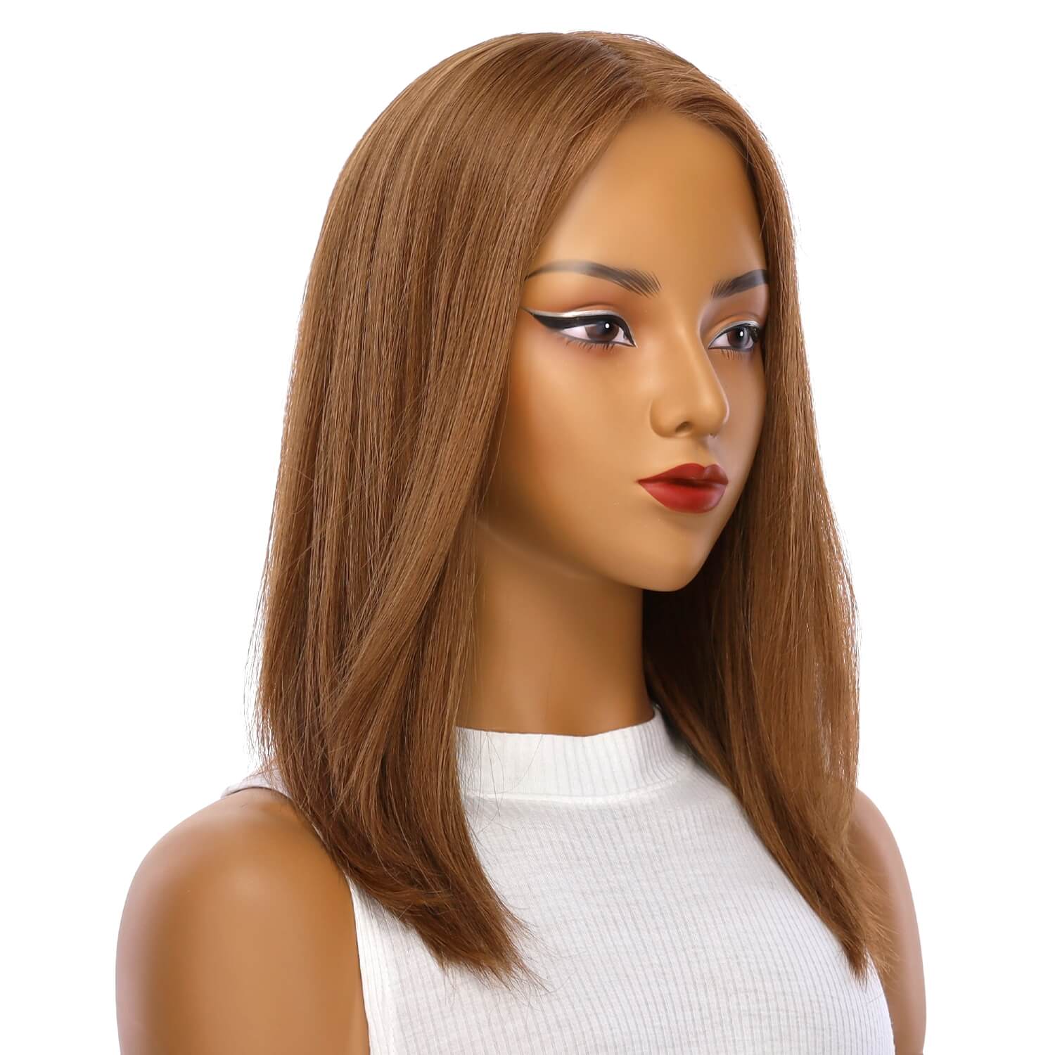 16" Ponytail Silk Part Wig Copper