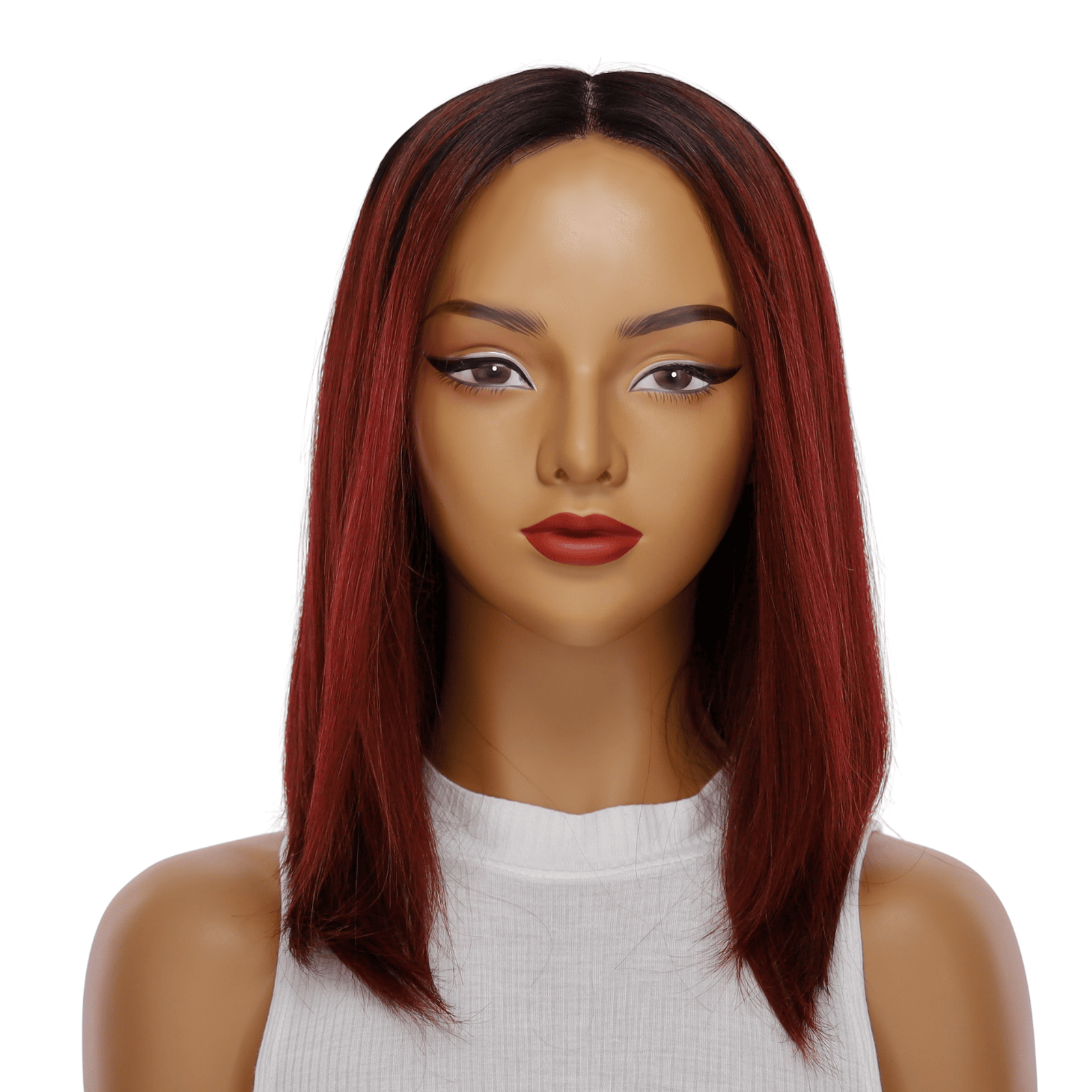 16" Ponytail Silk Part Wig Merlot Red