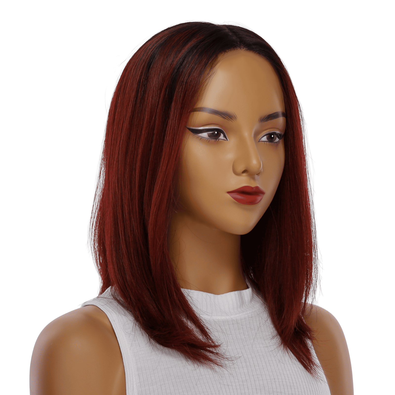 16" Ponytail Silk Part Wig Merlot Red