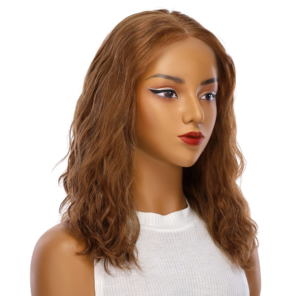 16" Ponytail Silk Part Wig Strawberry Blonde Wavy