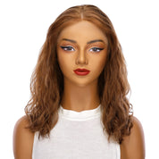 16" Ponytail Silk Part Wig Strawberry Blonde Wavy