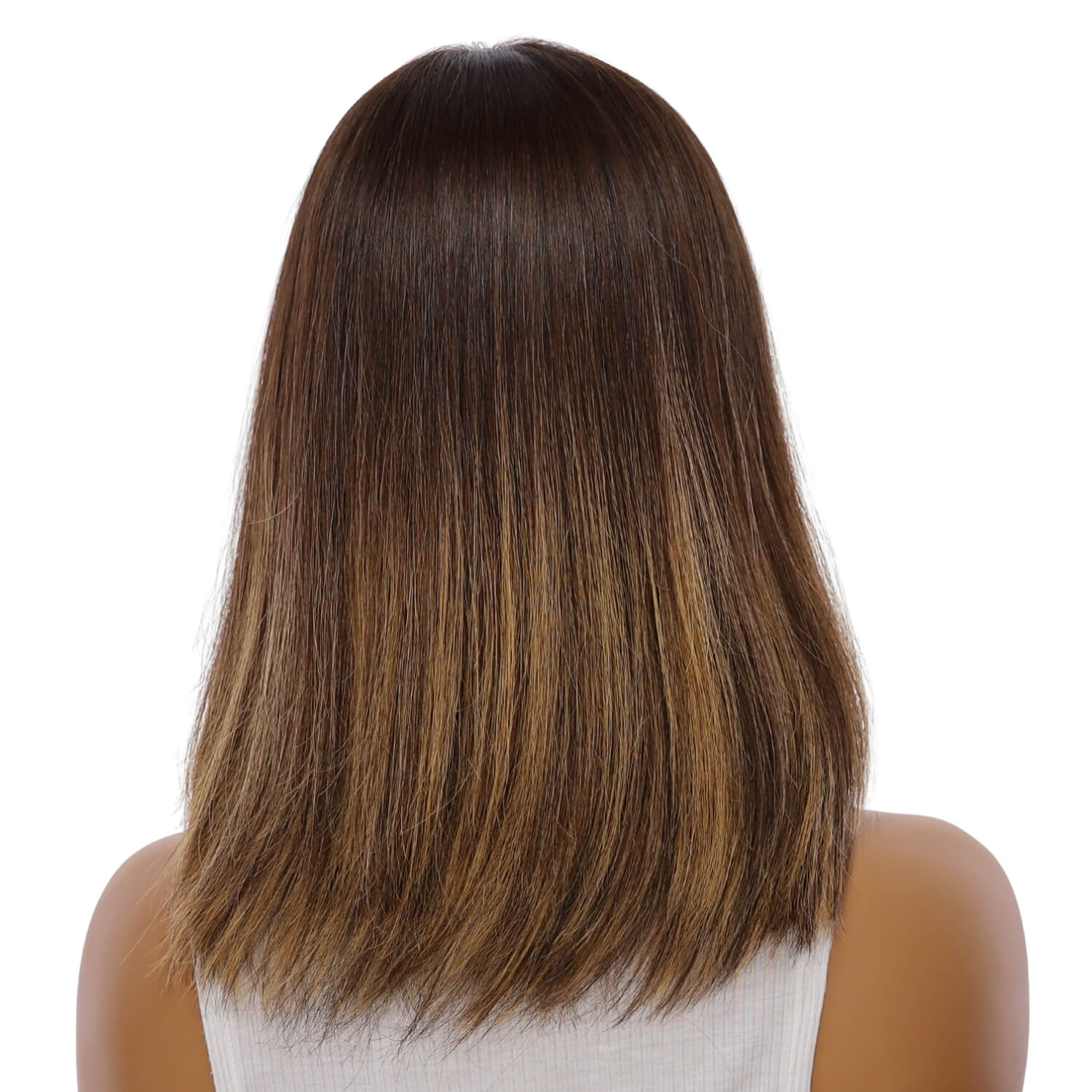 16" Princess Silk Top Wig Dark Brown Balayage