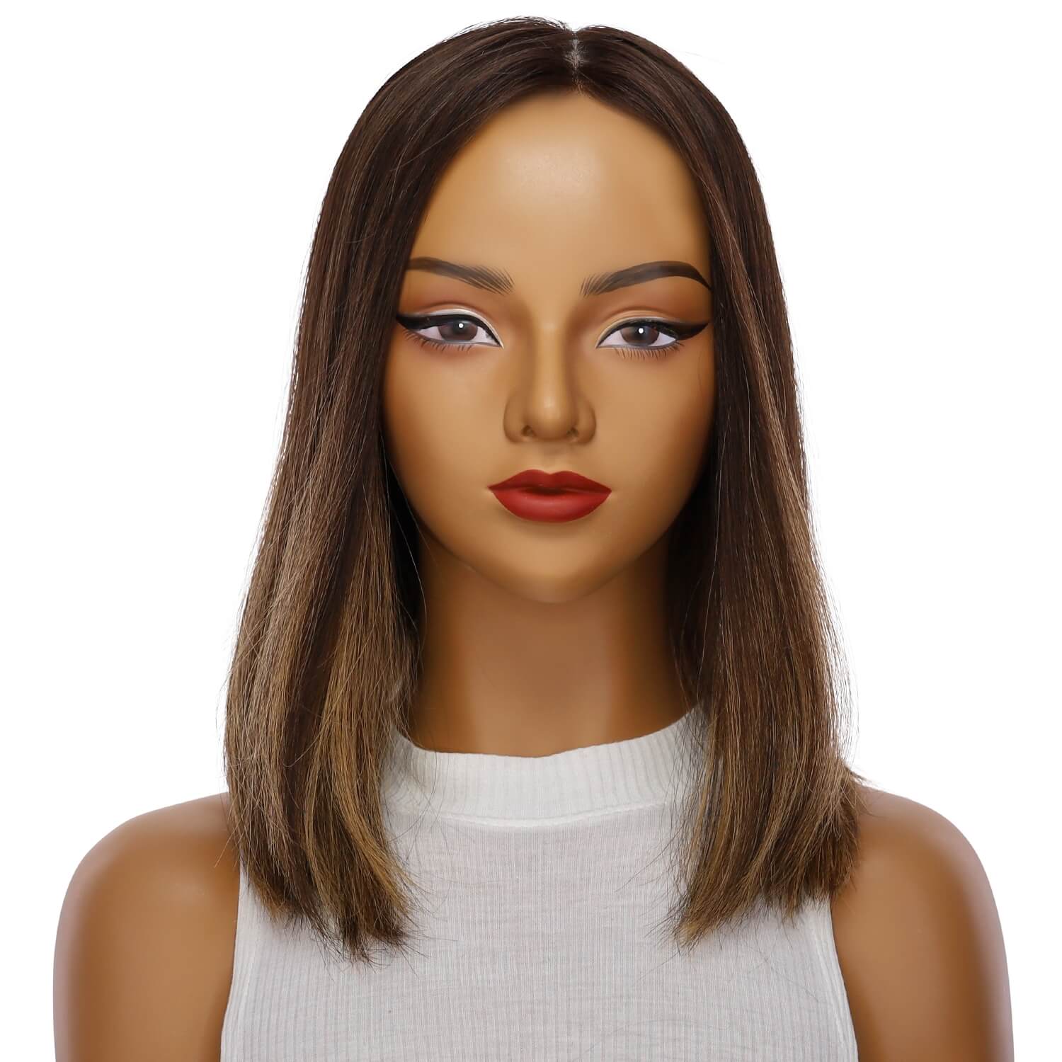 16" Princess Silk Top Wig Dark Brown Balayage