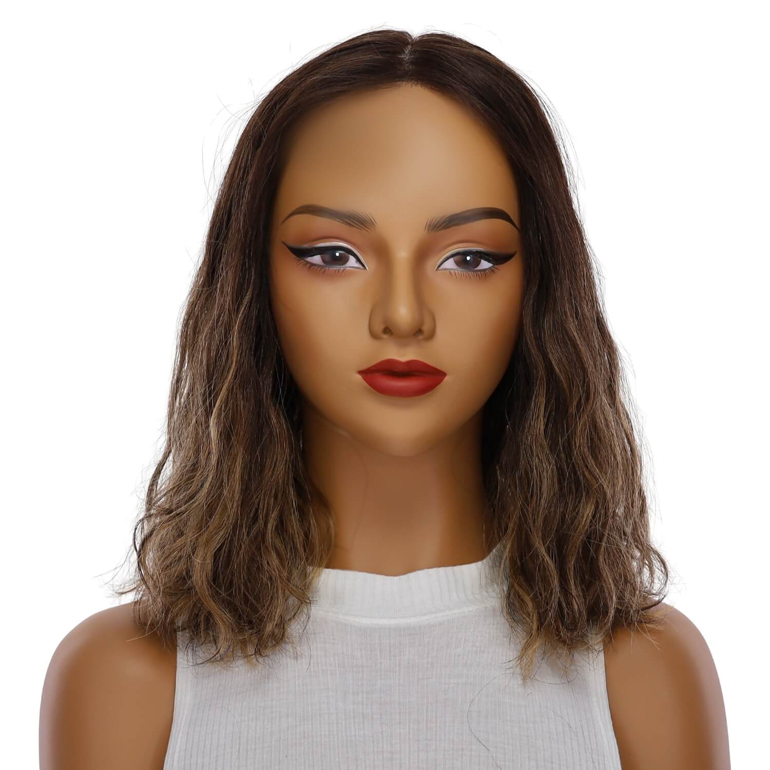 16" Princess Silk Top Wig Dark Brown Balayage Wavy