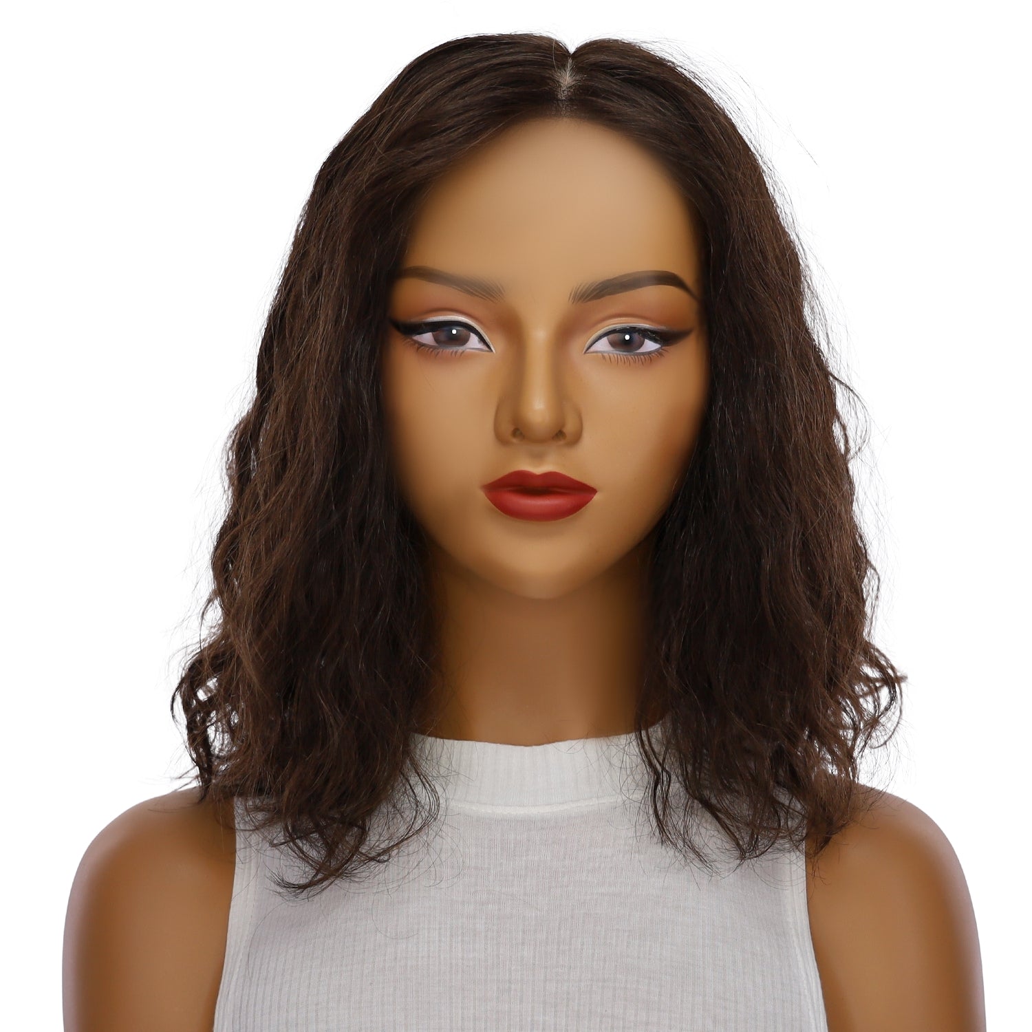 16" Princess Silk Top Wig Dark Brown Wavy