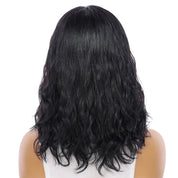 16" Princess Silk Top Wig Jet Black Wavy