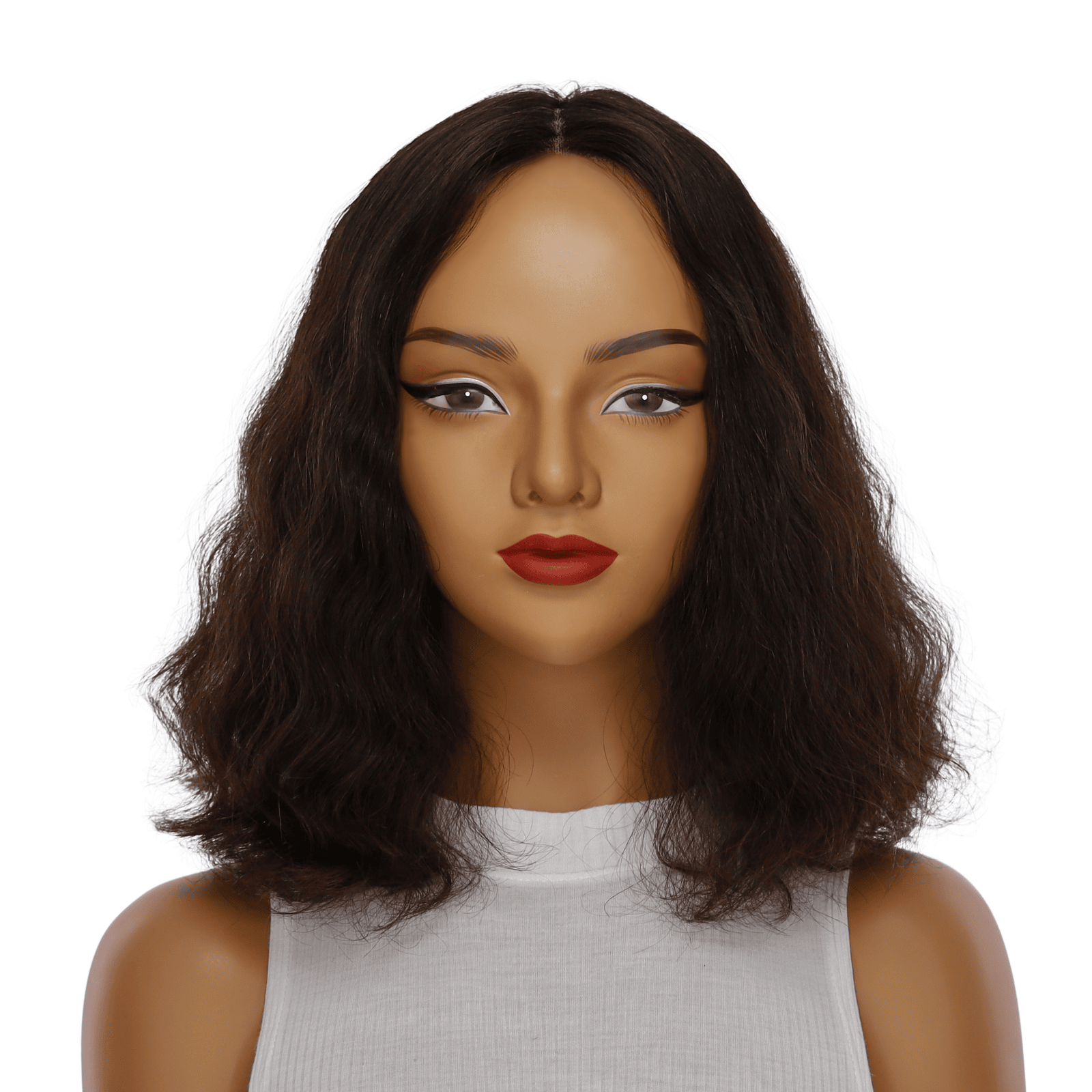 16" Princess Silk Top Wig Soft Black Wavy