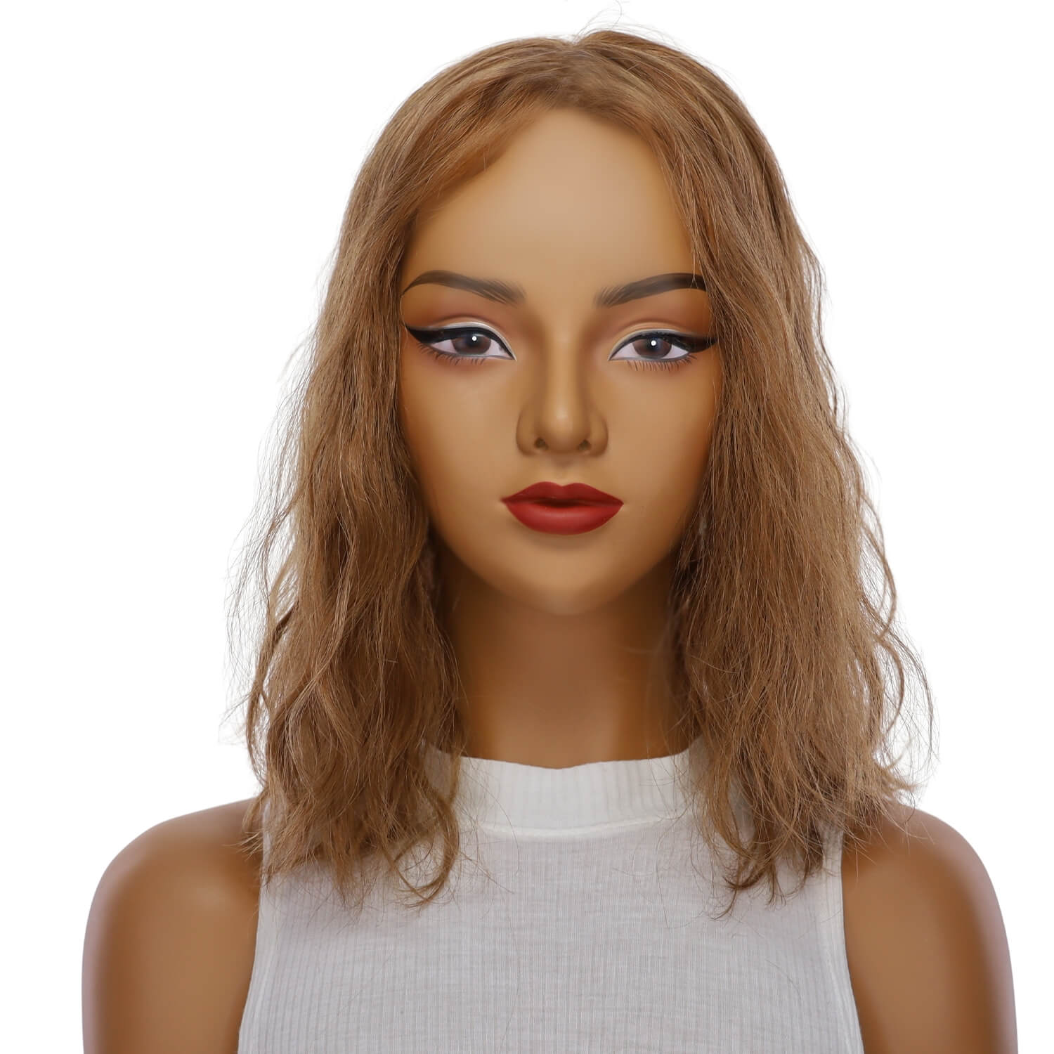 16" Princess Skin Top Wig Strawberry Blonde Wavy