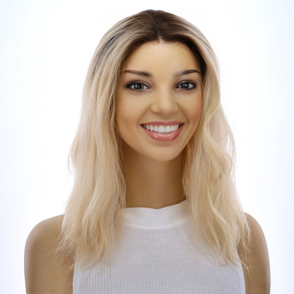 16" Divine Lace Top Topper Beige Blonde Wavy