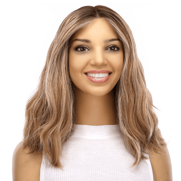 16" Divine Lace Top Wig Medium Blonde w/ Highlights Wavy