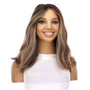 16" Divine Lace Top Wig Medium Brown w/ Highlights Wavy