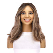 16" Divine Lace Top Wig Medium Brown w/ Highlights Wavy