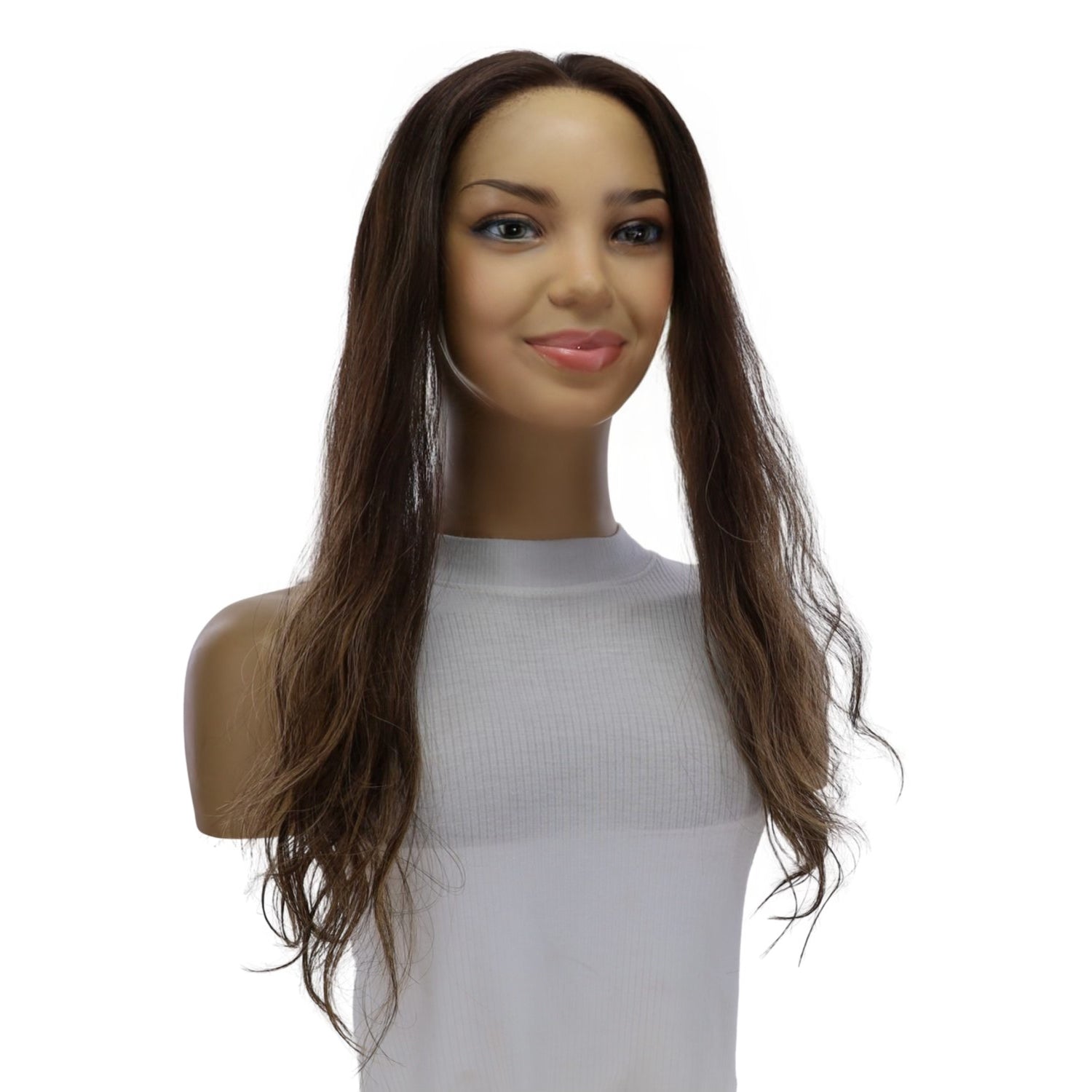 16" Hairline Topper #Dark Brown Balayage Wavy